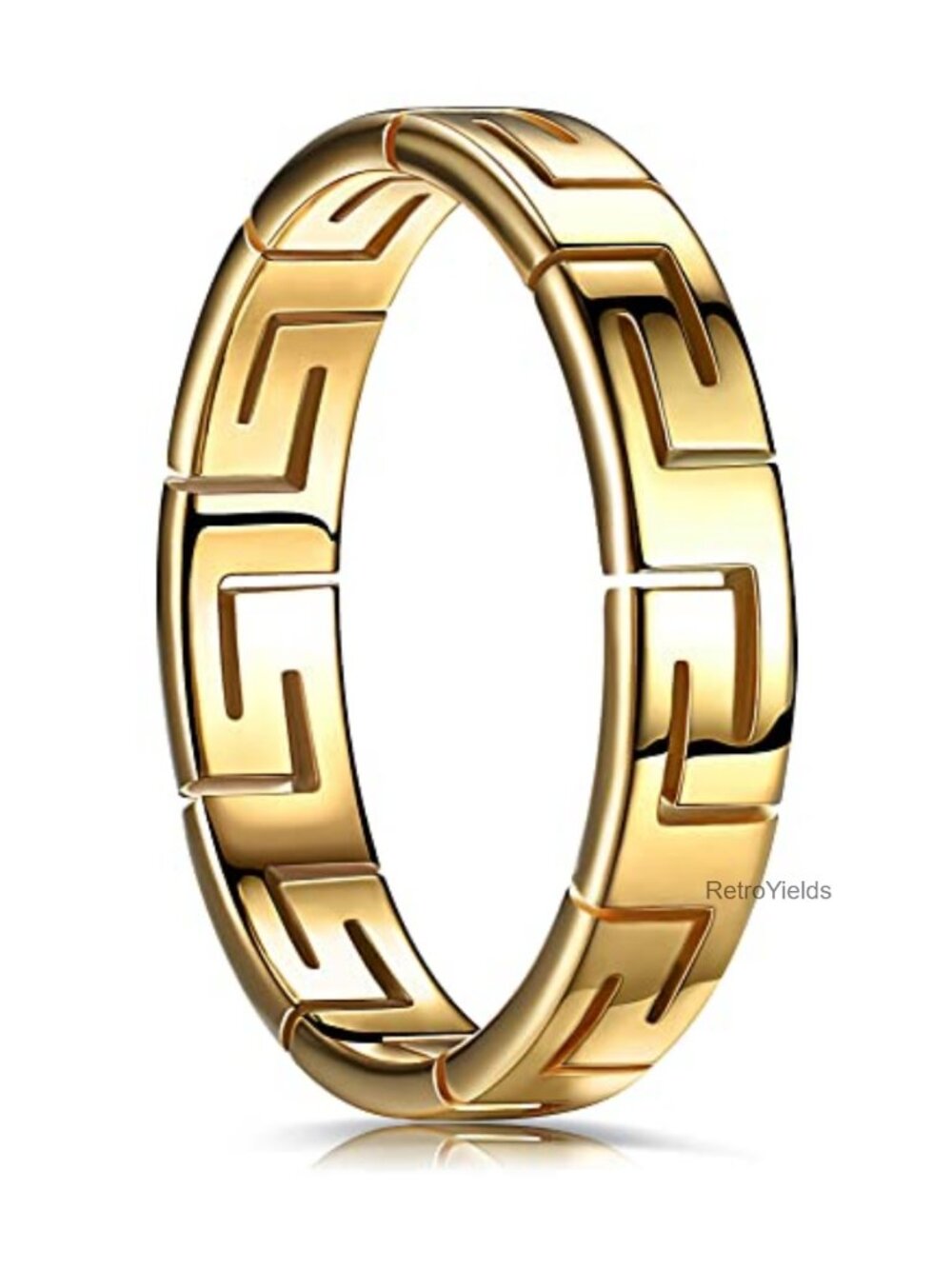 Stainless Steel Greek Ring Band Men's Durable Scratch Resistant